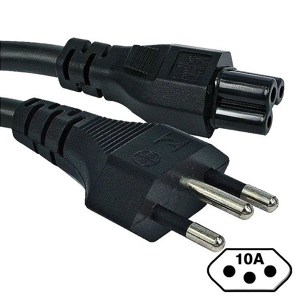 Cabo de Força Carregador Tripolar para Notebook 1.5 Metros 10A