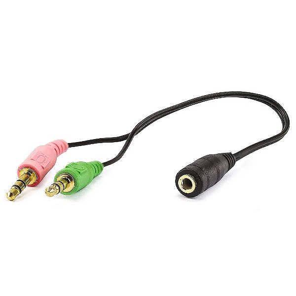 Cabo Headset para Fone, 2 P2 Macho para 1 P2 Fêmea