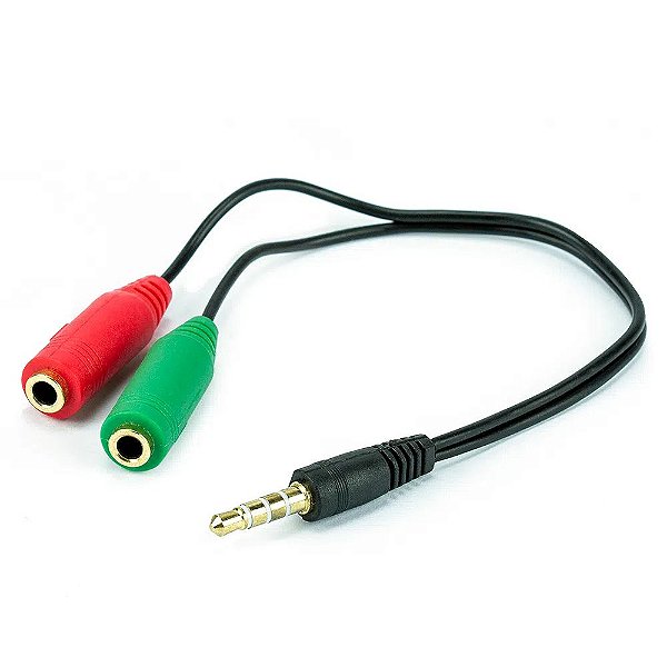 Cabo Headset para Fone, 2 P2 Fêmea para 1 P2 Macho