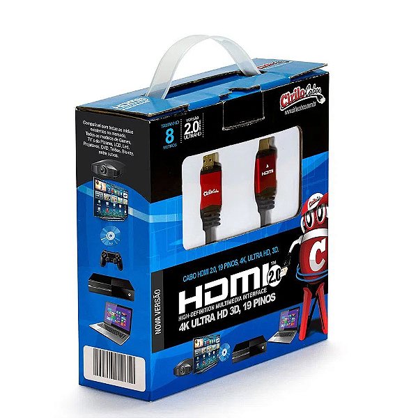 Cabo HDMI 2.0 19 Pinos 4K Ultra HD 3D - 8 Metros
