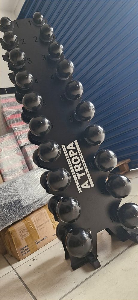 KIT HALTERES REVESTIDOS DO 1Kg AO 10kg C/ SUPORTE