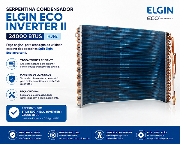 SERPENTINA CONDENSADOR SPLIT ELGIN ECO INVERTER II 24.000 BTUS - HJFE