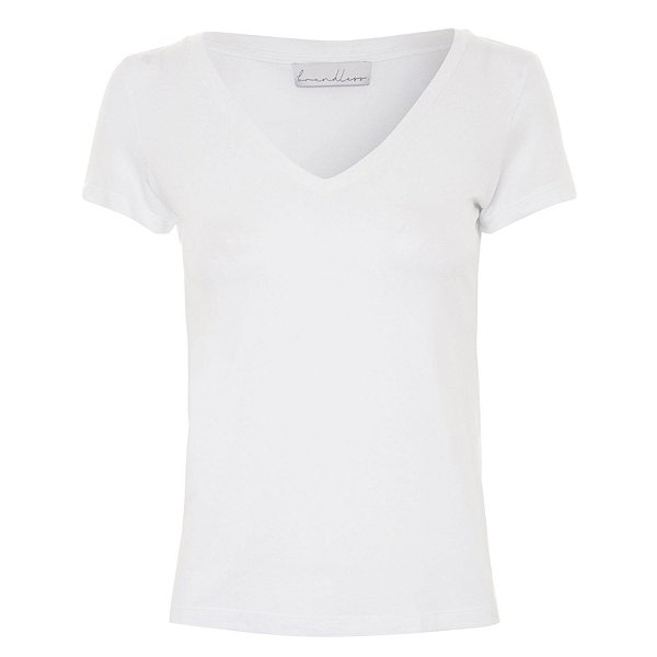 T-Shirt Essential Modal Branca Gola V