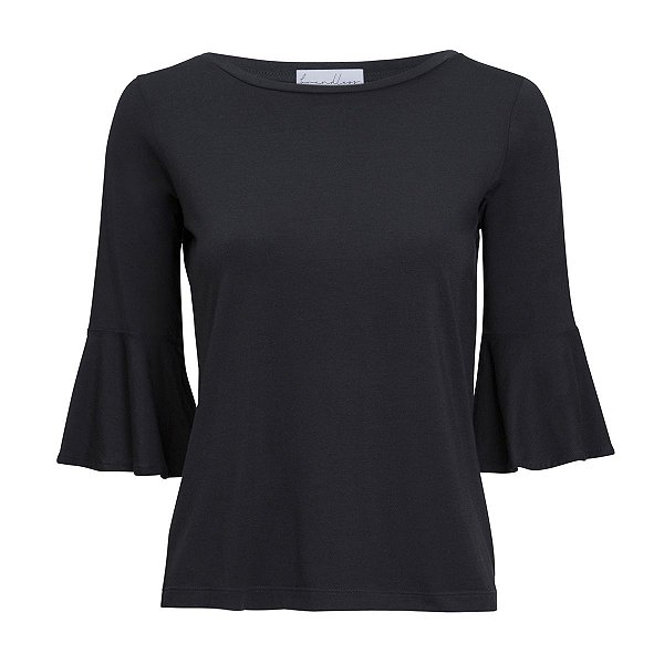 Blusa Babados Modal Seda Preto