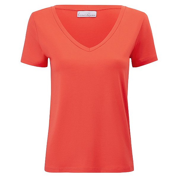 T-Shirt Modal Gola V Coral