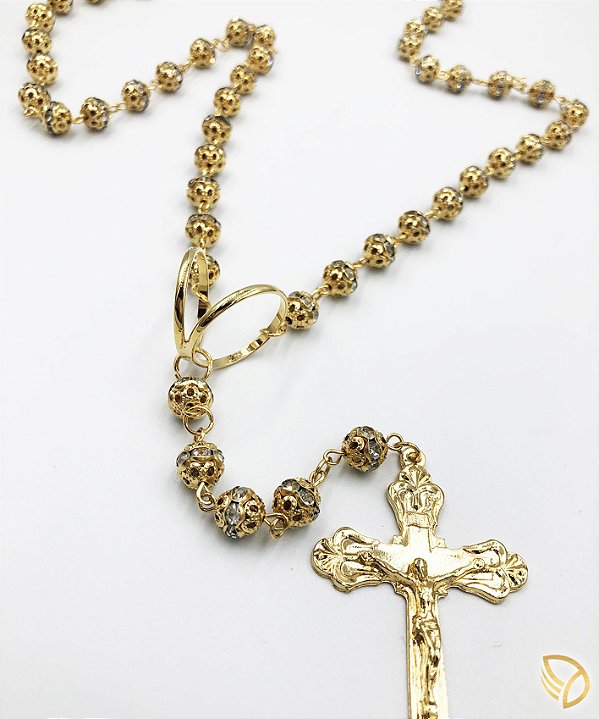 Terço Noiva Bola Cravejada de Strass