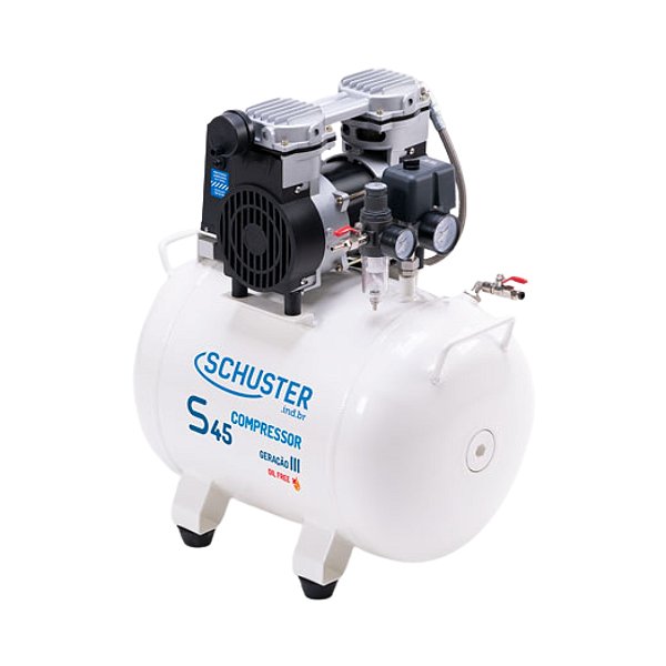 Compressor Odontológico 40L 1,2HP Isento de Óleo - Schuster