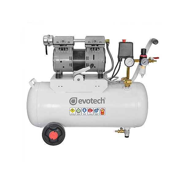Compressor Odontológico 28L 1HP Isento de Óleo - Evotech
