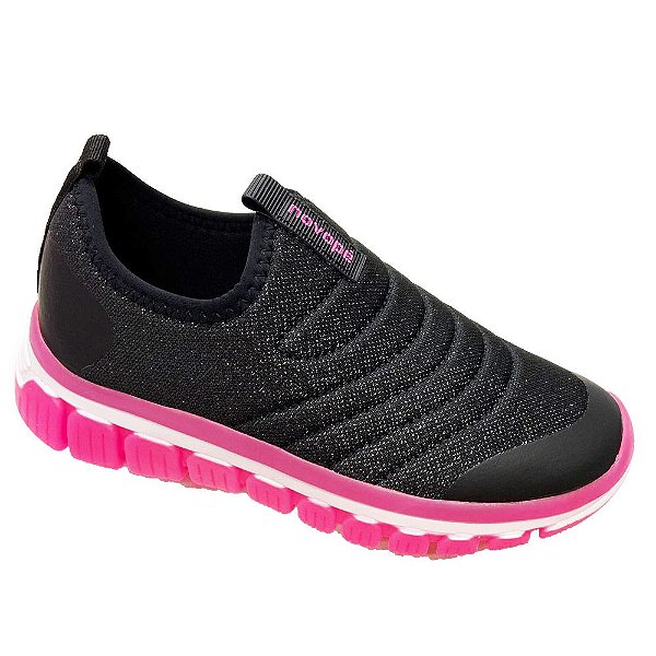 Tenis Infantil Feminino Preto Lurex Novope Solado Pink