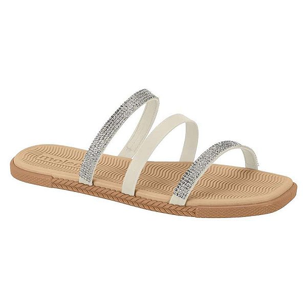 Rasteirinha Moleca Slide Feminino Cristal Tres Tiras