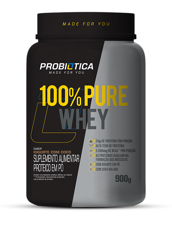 100% PURE WHEY PROTEIN (900G) - PROBIÓTICA