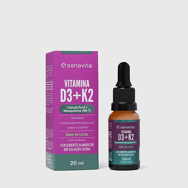 VITAMINA D3 + K2 LÍQUIDA 20ML - SANAVITA