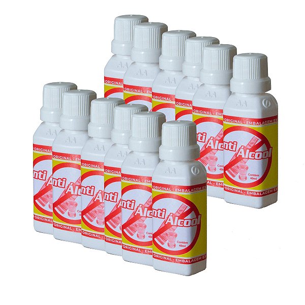 Antiálcool - Natural  Combate alcoolismo = Kit com 12 frascos de 40 ml