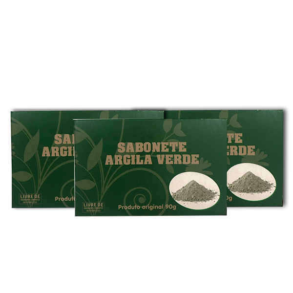 Sabonete barra de argila verde - caixa com 12 unidades