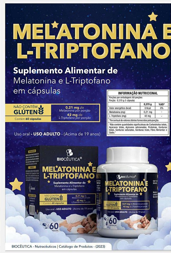 Suplementação  Biocêutica -Melatonina com Triptofano 60 cps