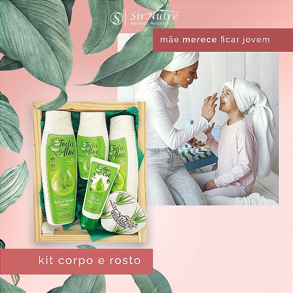 Kit TODA ALOE - Cabelo, Rosto + Estojo de Madeira + Ecopad