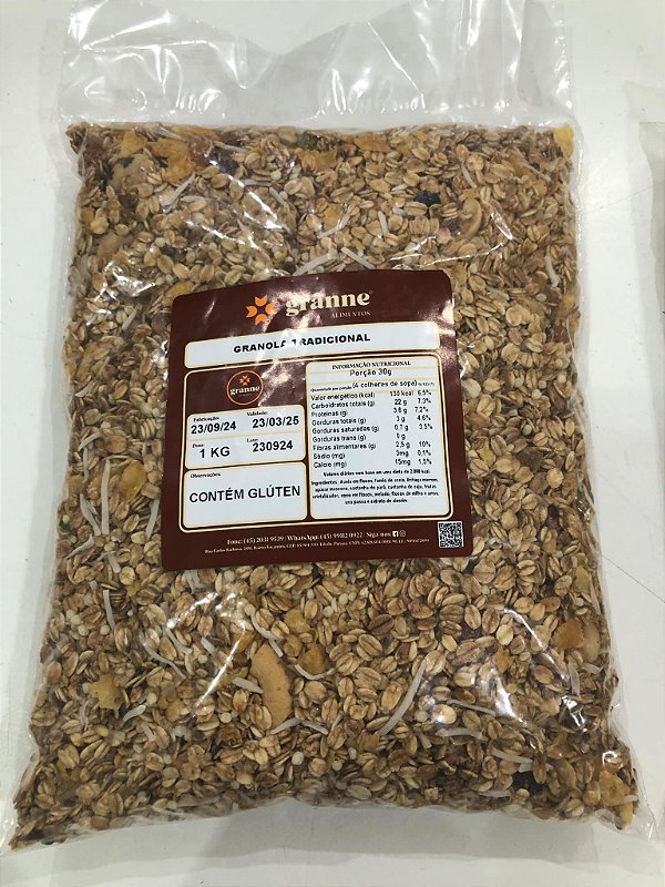 Granola tradicional  completa  pacote de 1 quilo