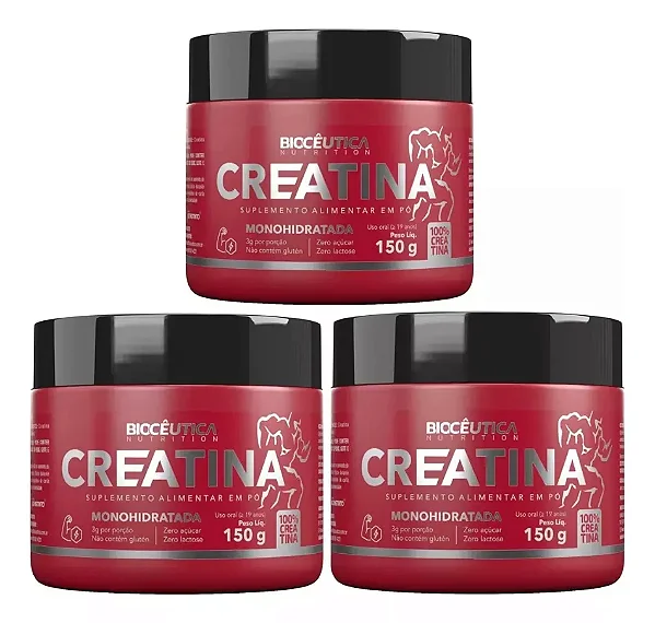 Creatina Monohidratada Em Pó 150g - Combo  com  3  potes