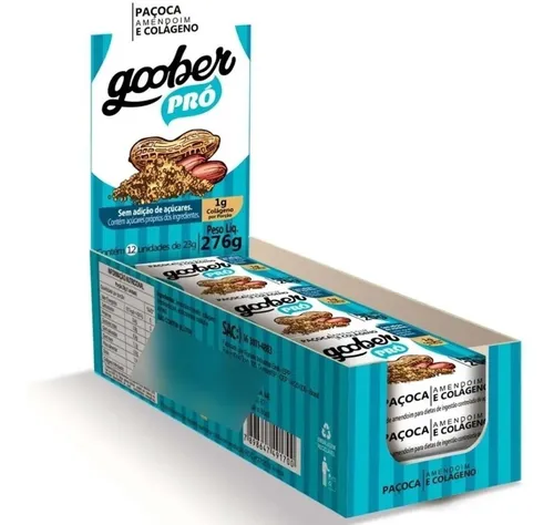 Paçoca Goober Pro, Com Colágeno 1g, Zero Açúcar 12