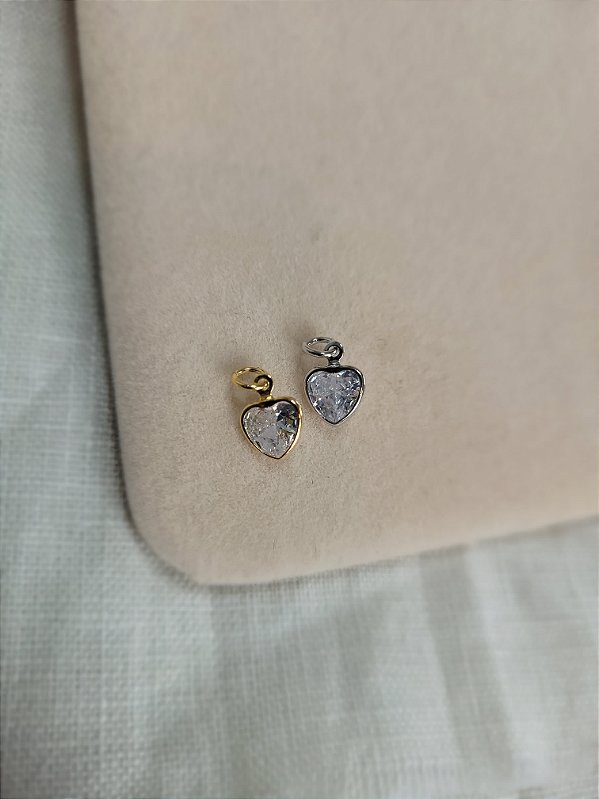 Pingente de zirconia cristal em formato de coração