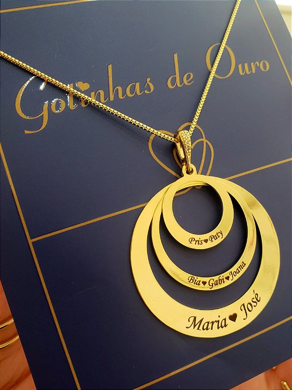 Colar Três Elos Personalizado