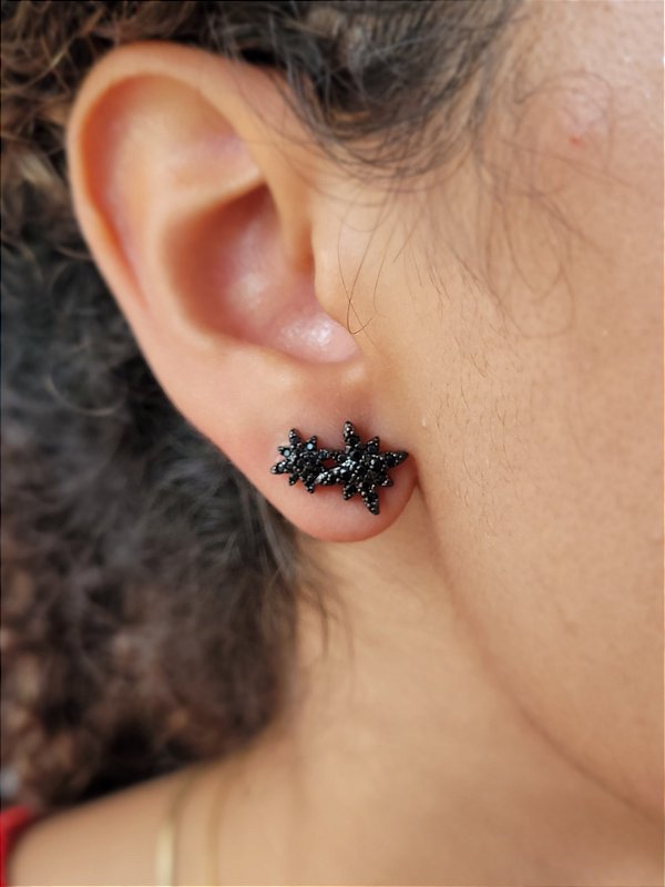 Brinco Ear Cuff Estrela Banho Negro