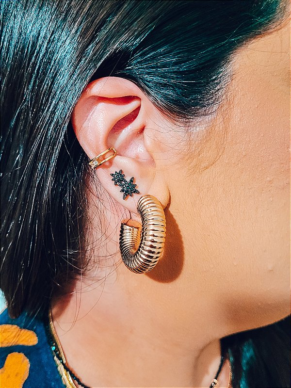 Brinco Ear Cuff Estrela Banho Negro