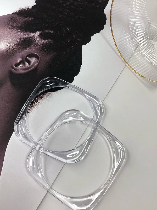 Bracelete Quadrado em Acrílico Transparente