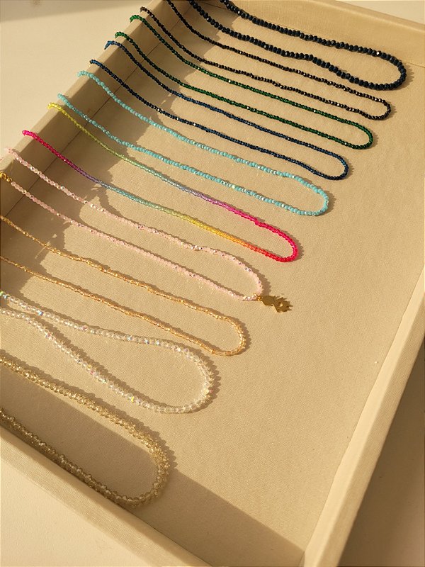 Colar de Cristais 2mm e 3mm