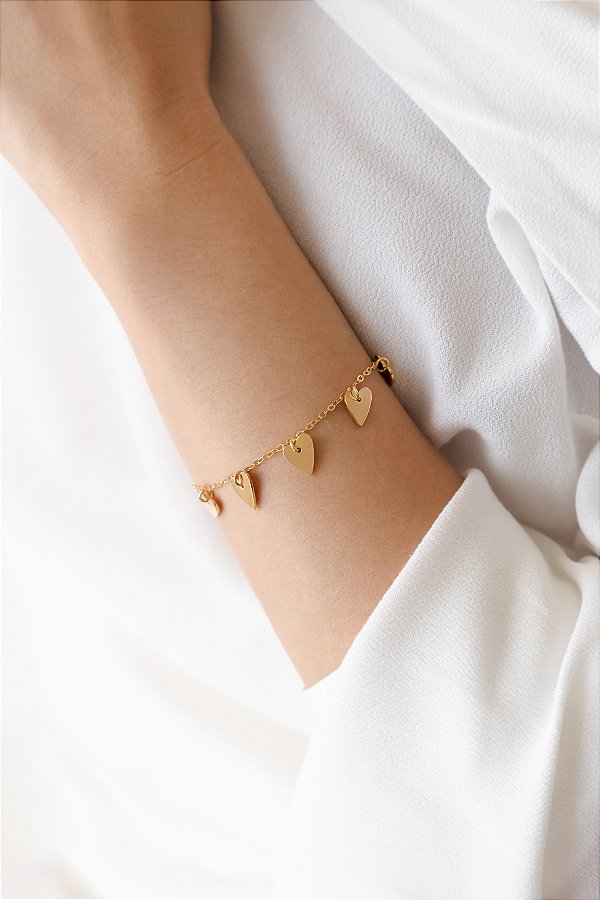 Pulseira Corações Pendurados