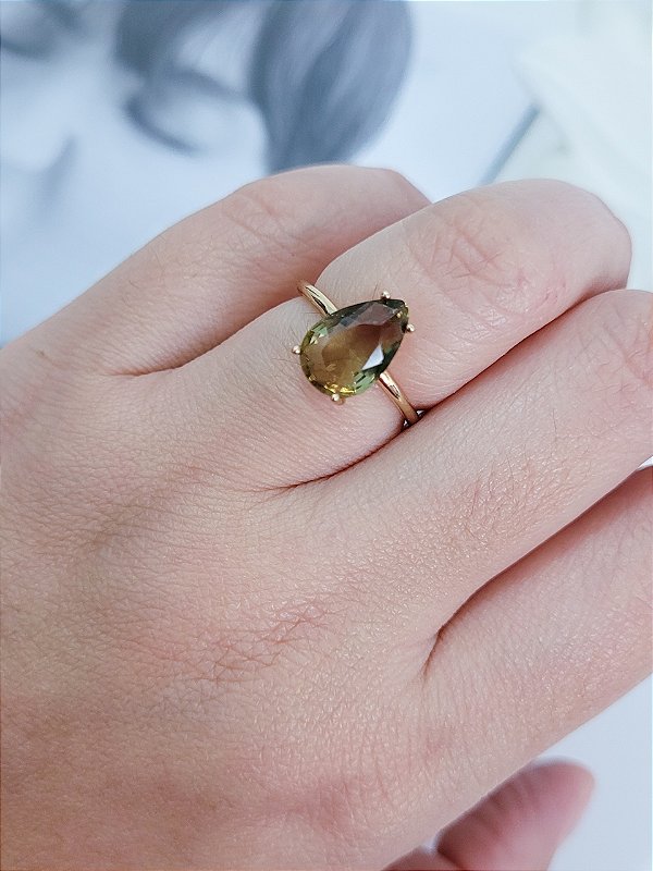 Anel Gota Topázio Fumê