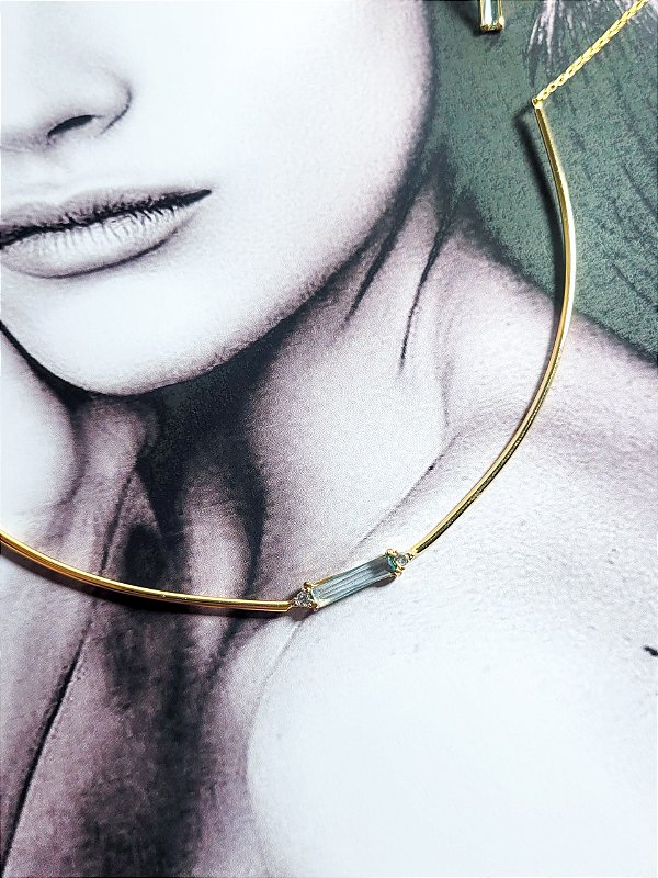 Choker Aro com Topázio e Pontos de Luz