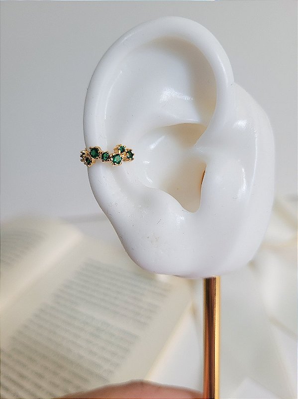 Piercing Fake  Cravejado Com Zirconias Esmeralda