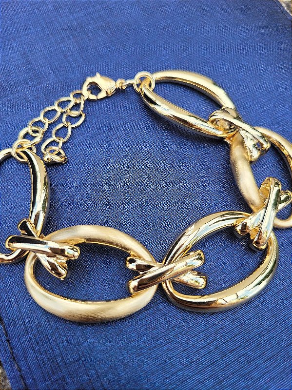 Pulseira Elos Intercalados Brilhante e Fosco