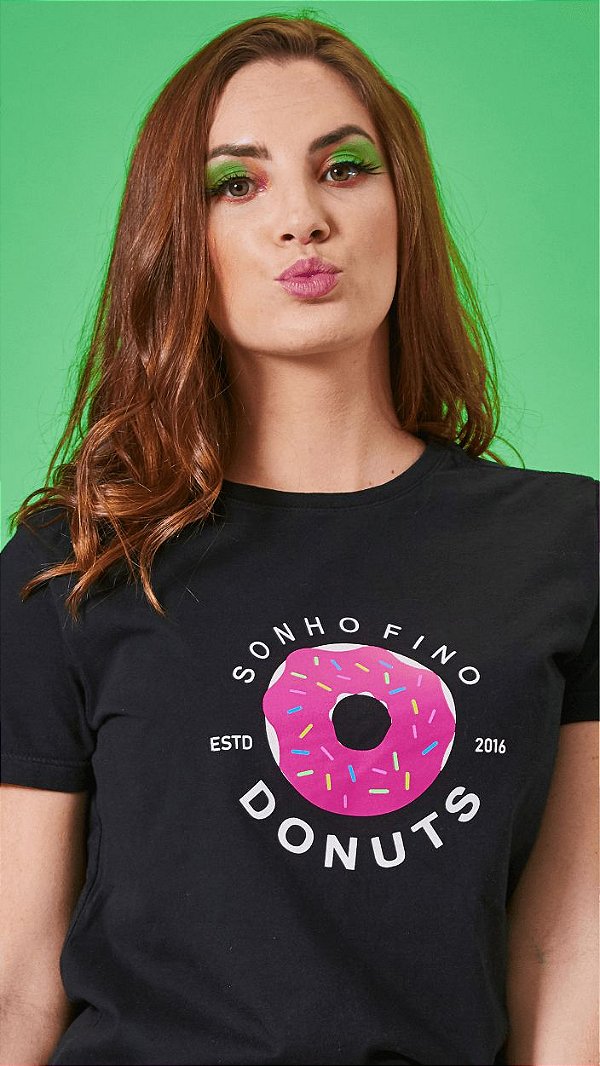 Camiseta Feminina Donuts Preta
