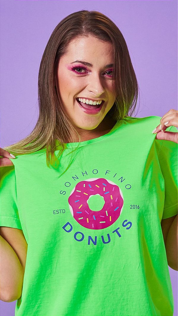 Camiseta Feminina Donuts Verde