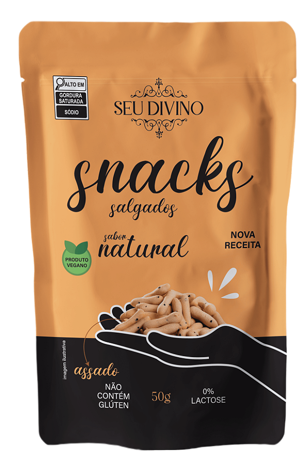 Snacks Sabor Natural 50g - Vegano, Sem Glúten e Lactose