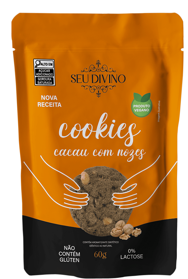 Cookies Cacau com Nozes 60g - Vegano, Sem Glúten e Lactose