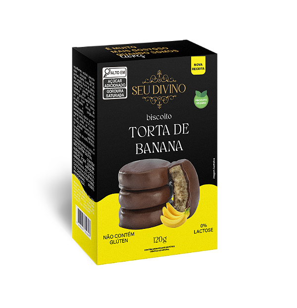Biscoitos Torta de Banana 120g com Cobertura de Chocolate - Vegano, Sem Glúten e Lactose