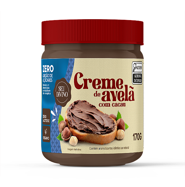 Creme de Avelã com Cacau 170g – Zero Açúcar, Vegano, Sem Gluten e Lactose