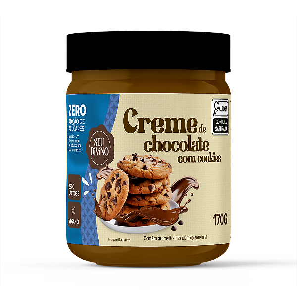 Creme de Chocolate com Cookies 170g Zero Açúcar, Vegano, Sem Gluten e Lactose