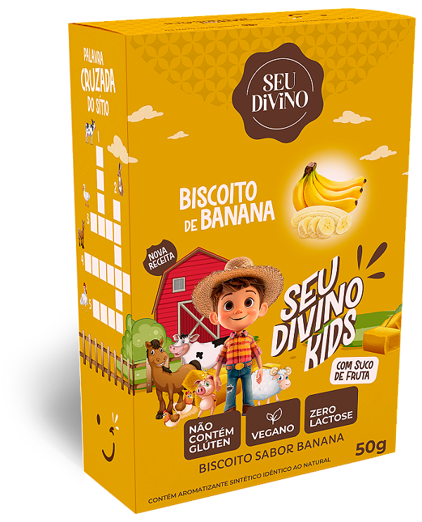 Linha Infantil - Biscoito de Banana 50g - Vegano, Sem Gluten e Lactose