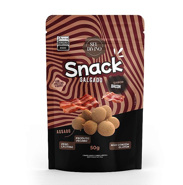 Snacks Sabor Bacon de 50g - Vegano, Sem Glúten e Lactose