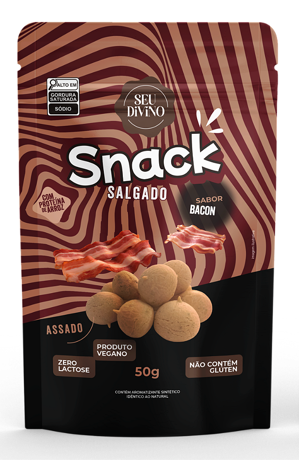 Snacks Sabor Bacon de 50g - Vegano, Sem Glúten e Lactose
