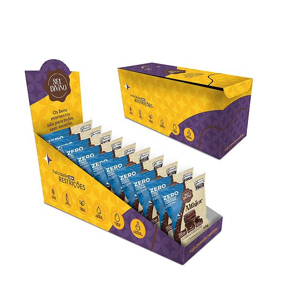 Pack c/ 10und Alfajor Zero Açúcar Chocolate 40g Recheio e Cobertura de Chocolate Zero Açúcar - Vegano, Sem Glúten e Lactose