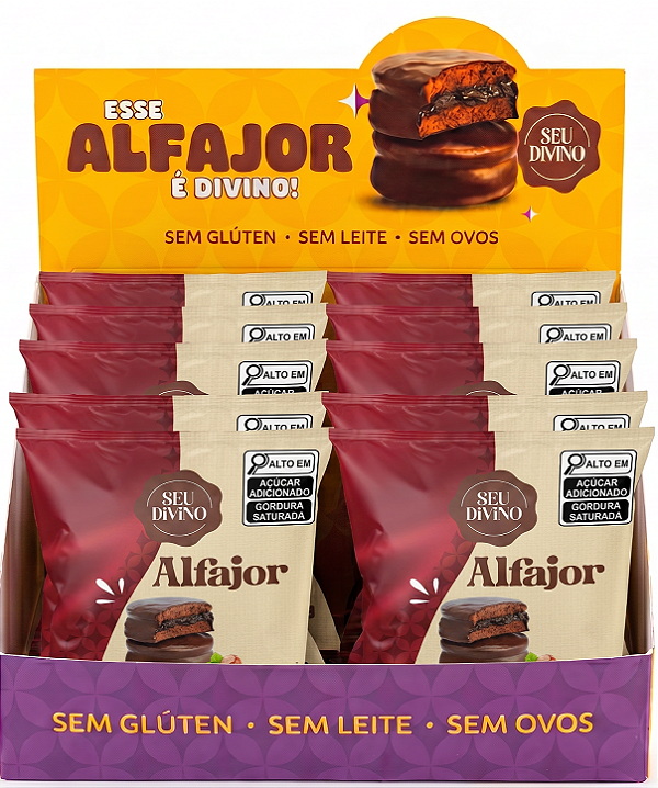 Pack c/ 10und Alfajor Chocolate com Avelã 40g Recheio e Cobertura sabor Chocolate | Sem Glúten, Sem Leite e Sem Ovos | Vegano
