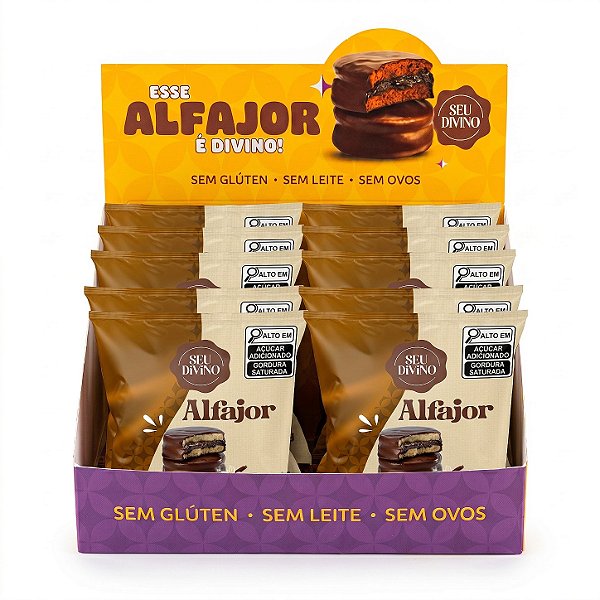 Pack c/ 10 und Alfajor Branco Baunilha 40g Recheio e Cobertura de Chocolate | Sem Glúten, Sem Leite e Sem Ovos | Vegano