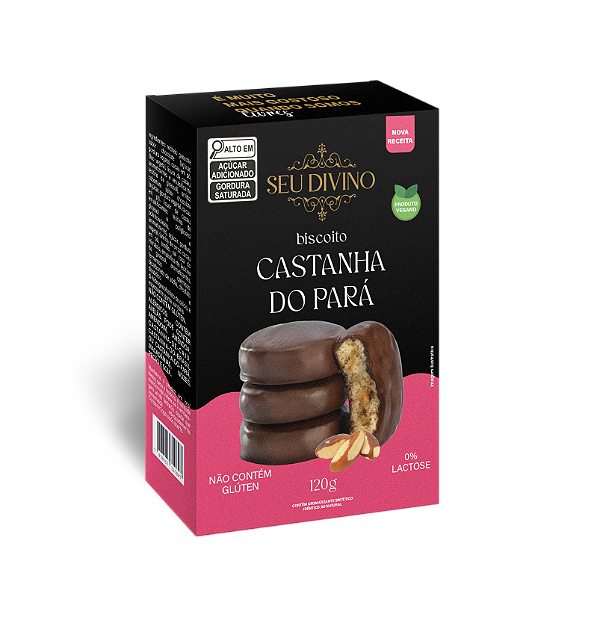 Biscoitos Castanha do Pará 120G com Cobertura de Chocolate - Vegano, Sem Glúten e Lactose