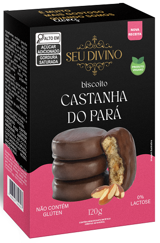 Biscoitos Castanha do Pará 120G com Cobertura de Chocolate - Vegano, Sem Glúten e Lactose