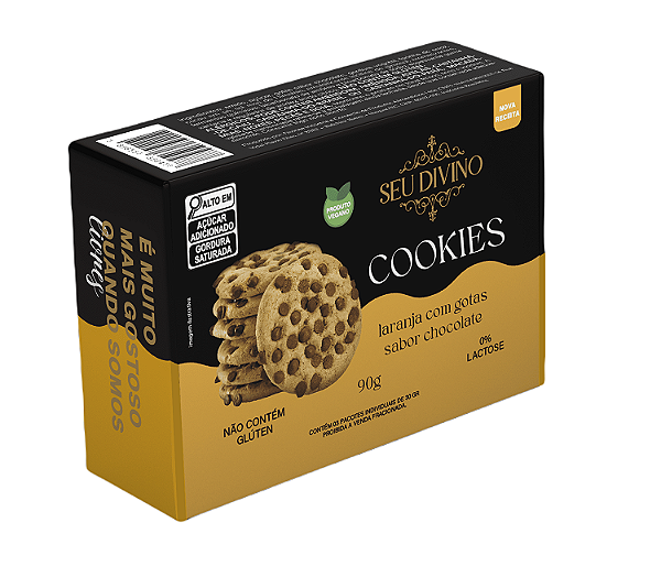 Cookies Laranja com Gotas de Chocolate 90g - Vegano, Sem Glúten e Lactose